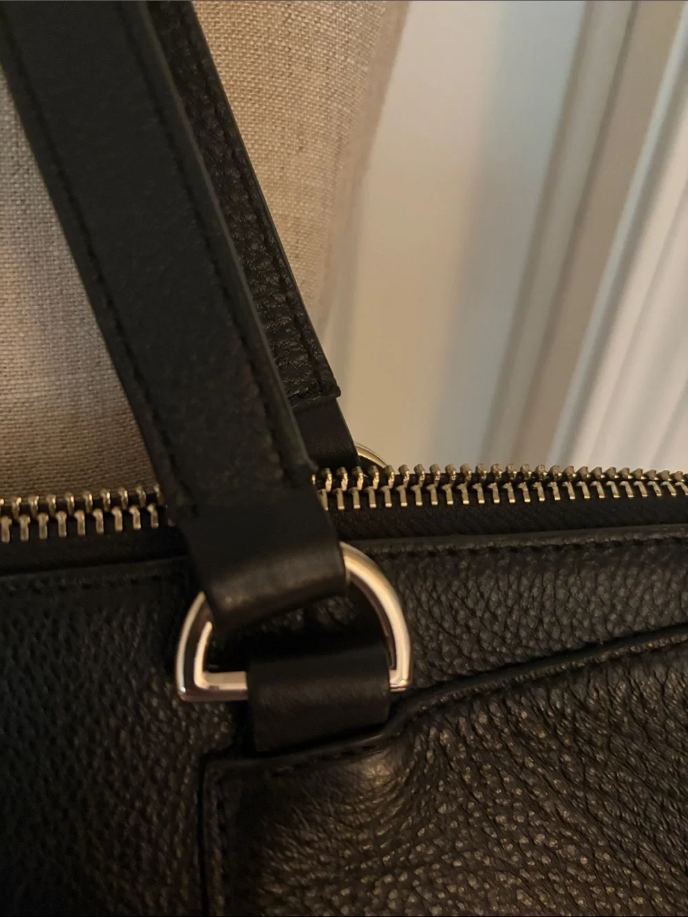 White House Black Market Black Leather Laptop Tote